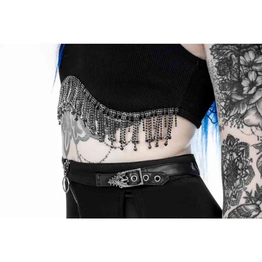 Restyle - Jasmin Crescent Zircons Crop top - Black